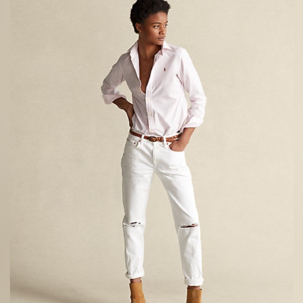 Women’s custom fit pilot stripped blouse